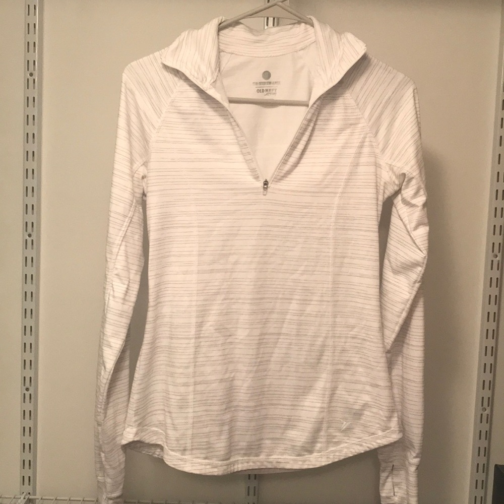 Women’s white with gray stripes pullover